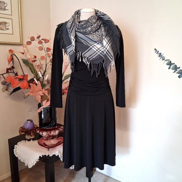 VTG NEW sandwich 100% Cotton Large Square Classic Luxury Olive Green White Scarf - Picture 1 of 9